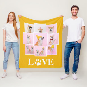 Manta Polar Perro Paw LOVE Collage de fotos personalizado 9