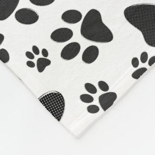 Manta Polar Perro Paws Black and White Polka Dot