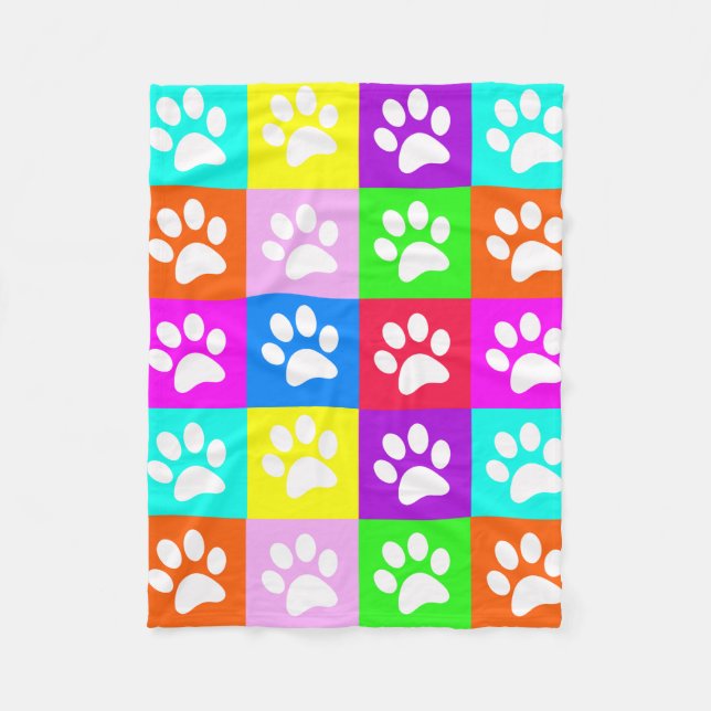 Manta Polar "Perro Paws Pop Art" Fleece Blanket (Anverso)