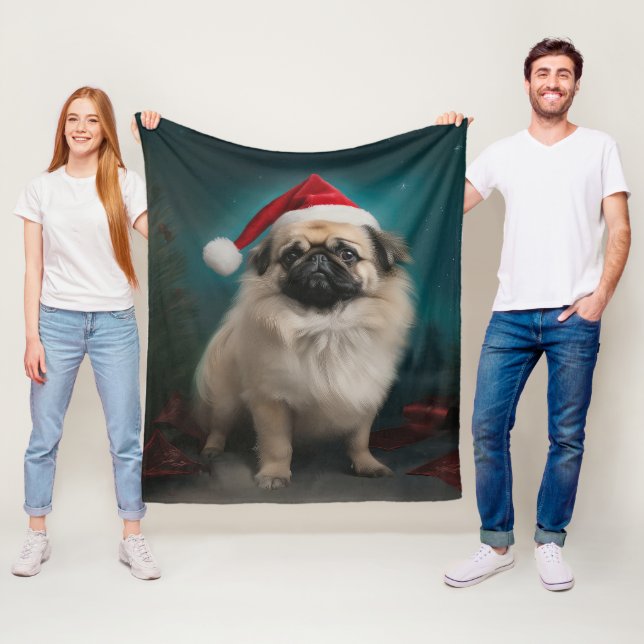 Manta Polar Perro pekinés en Navidades de nieve (In situ)