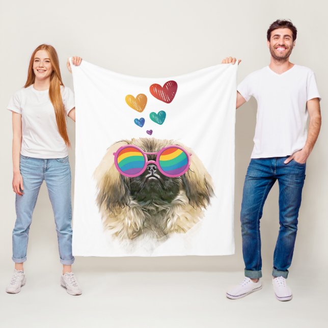 Manta Polar Perro pekingés con El día de San Valentín cardíaco (In situ)