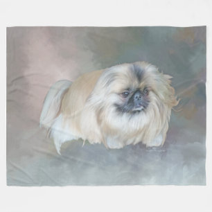 Manta Polar Perro pequinés sobre taupe