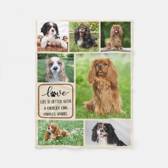 Manta Polar Perro personalizado, Cavalier King Charles Spaniel (Anverso)