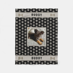 Manta Polar Perro Pet Lover Photo Paw Imprimir Gris Negro