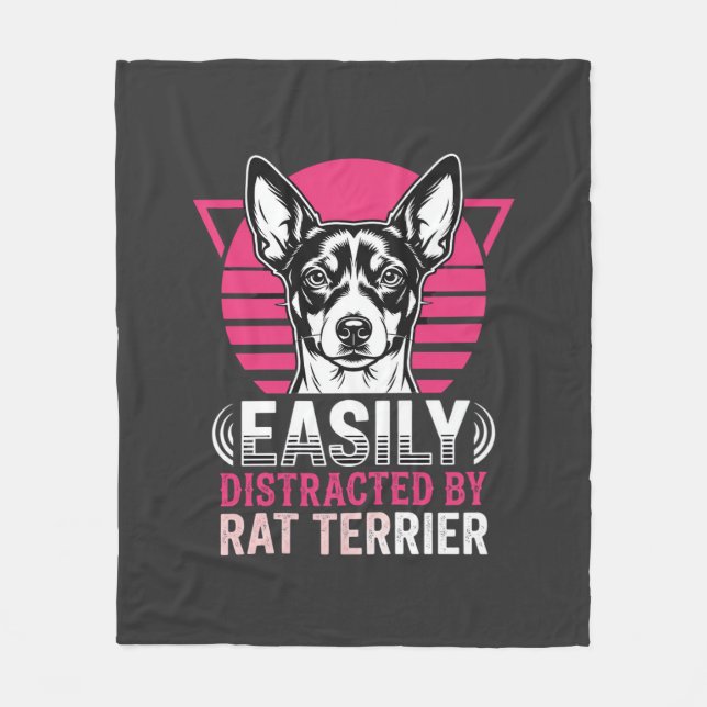 Manta Polar Perro Rat Terrier Fácilmente Distraído Retro (Anverso)