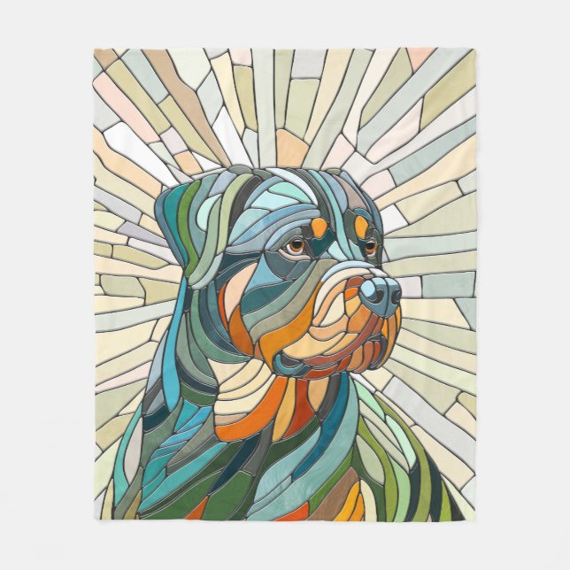 Manta Polar Perro Rottweiler - arte de mosaicos (Anverso)
