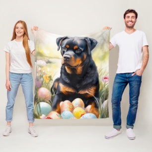 Manta Polar Perro Rottweiler con huevos de Pascua Fiesta 