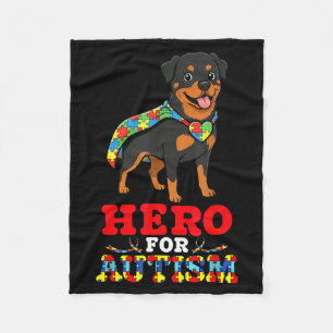 Manta Polar Perro Rottweiler Héroe por la Conciencia del Autis
