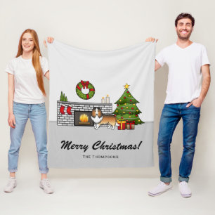 Manta Polar Perro Sable Sheltie en una habitación de Navidad y