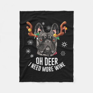 Manta Polar Perro salchicha negro de Navidad Antler vino L