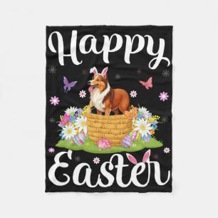 Manta Polar Perro Sheltie Feliz Pascua Caza de Huevos Oreja de