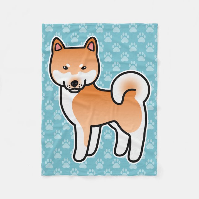 Manta Polar Perro Shiba Inu Rojo (Anverso)