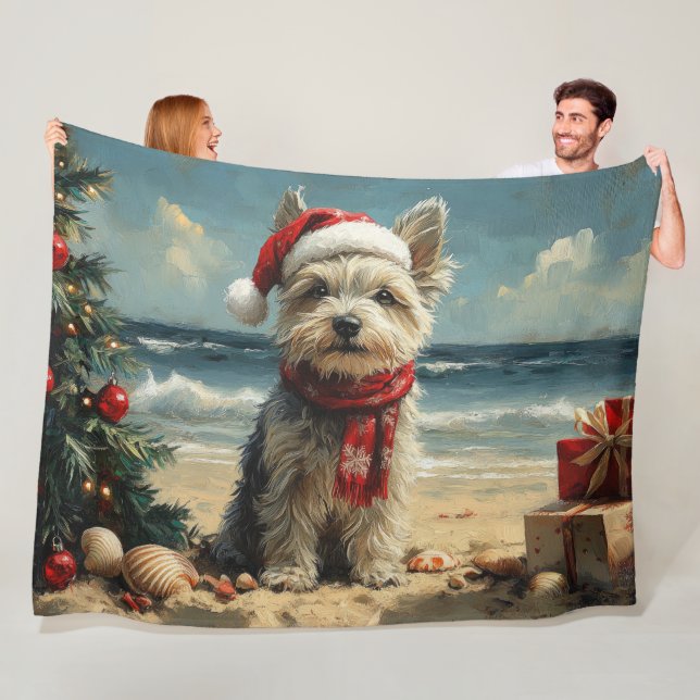 Manta Polar Perro Skye Terrier Navidad Playa Vintage (In situ)