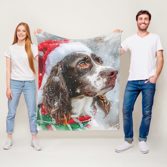 Manta Polar Perro Springer Spaniel Festividad de Navidad (In situ)