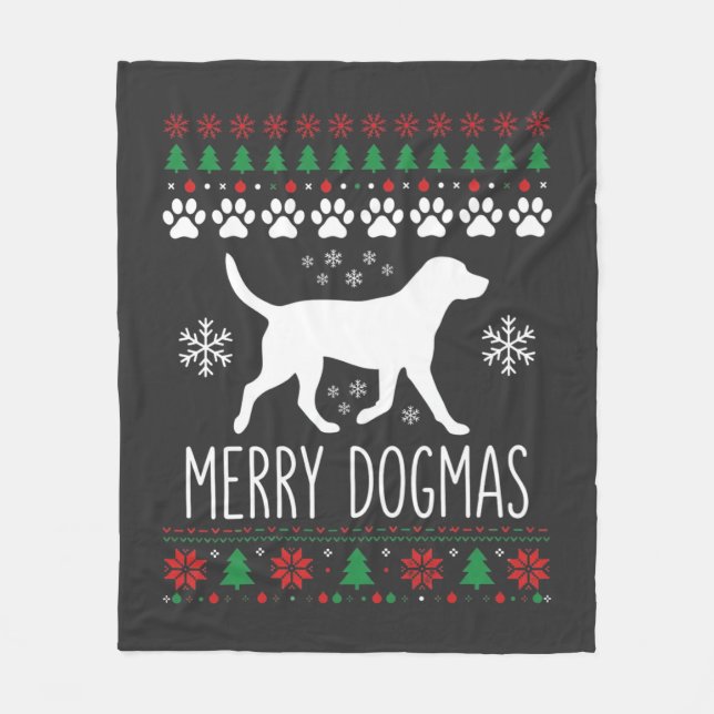 Manta Polar Perro Vector de Navidad de Dogmas Alegres (Anverso)