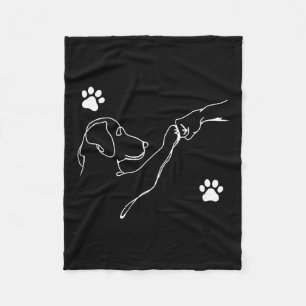 Manta Polar Perro Y Gente Golpean A Mano Amistad Con Perro A P