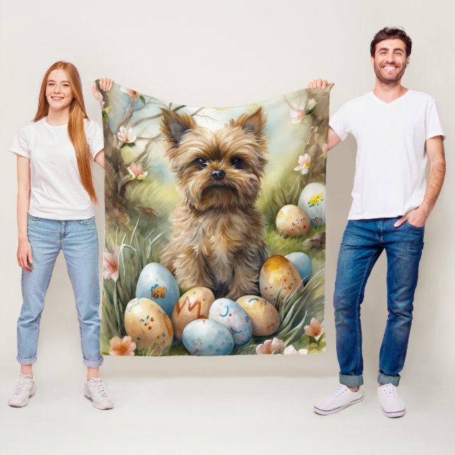 Manta Polar Perro Yorkipoo con festividad de huevos de Pascua (In situ)
