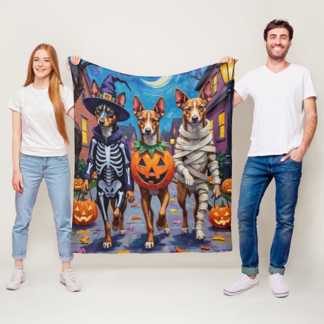 Manta Polar Perros Basenji disfrazados para Halloween (In situ)