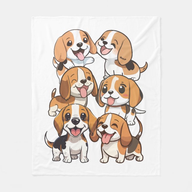 Manta Polar perros beagles adorables (Anverso)