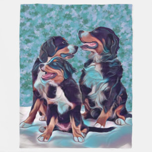 Manta Polar Perros de montaña de Bernese felices