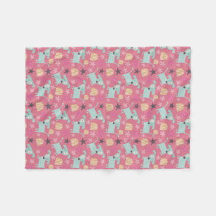 Manta Polar Perros, estrellas y flores