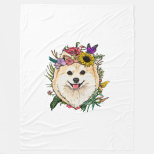 Manta Polar Perros florales Pomerania Primavera Perro Naturale