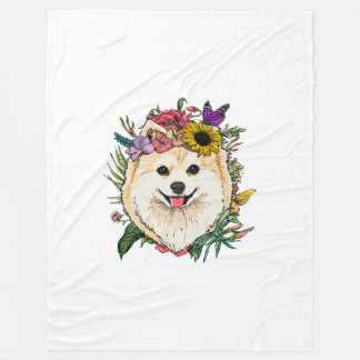 Manta Polar Perros florales Pomerania Primavera Perro Naturale