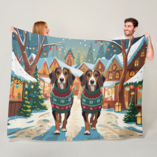 Manta Polar Perros Galgo Afgano Navidad Nieve Fiesta