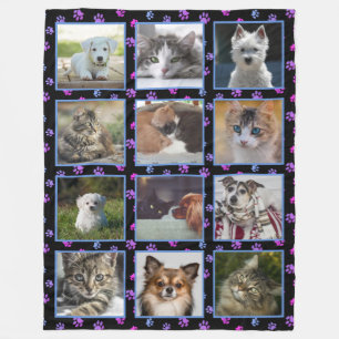 Manta Polar Perros Gatos Azul Pinta rosa Púrpura Pinta Pintada