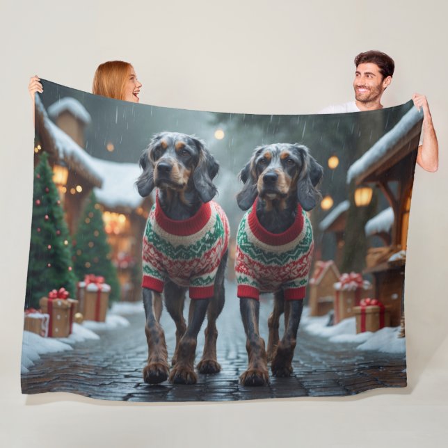 Manta Polar Perros Griffon de Pelo Duro Apuntando Navidad Niev (In situ)