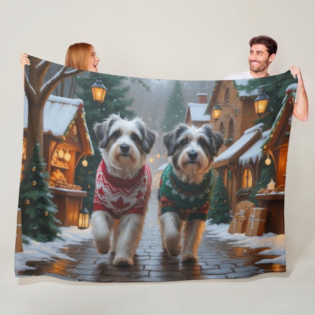 Manta Polar Perros Havanés Navidad Nieve Fiesta  (In situ)