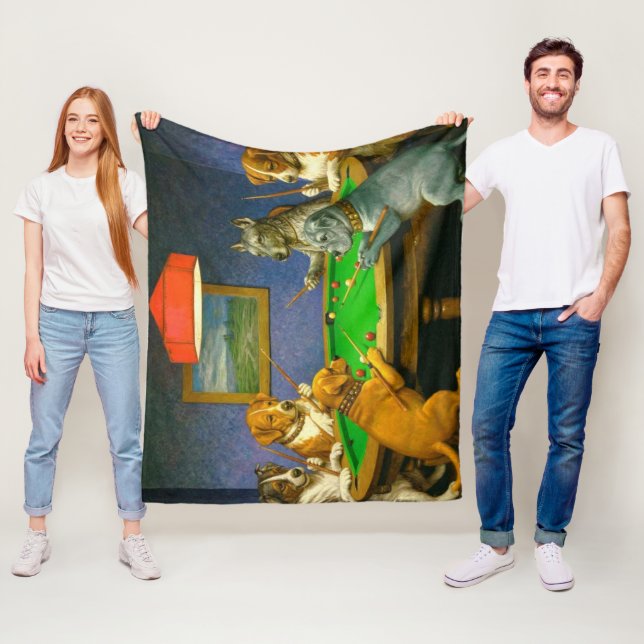 Manta Polar Perros jugando billar snooker broma divertida (In situ)