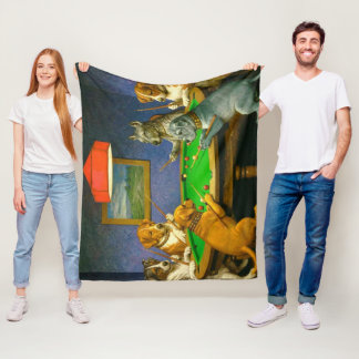 Manta Polar Perros Jugando Snooker Billar Diversión Parodia