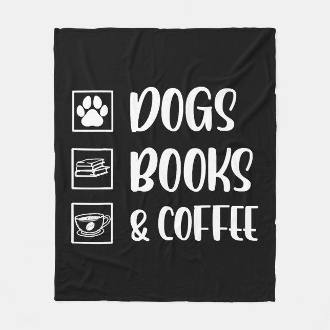 Manta Polar Perros Libros Café Perro divertido (Anverso)