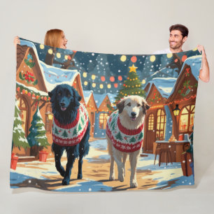 Manta Polar Perros pastores de Anatolia Navidad Nieve Fiesta