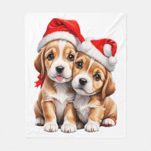 Manta Polar Perros Puppy de Navidad