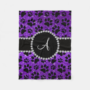 Manta Polar Perros purpurinas monogramo índigo púrpura