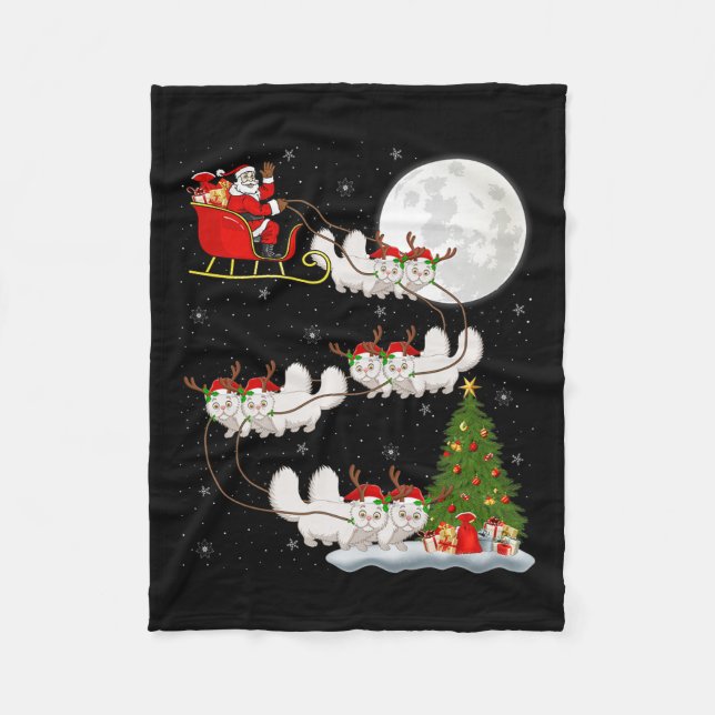 Manta Polar Persian Cat Santa Sleigh Flying Funny Magical Chri (Anverso)
