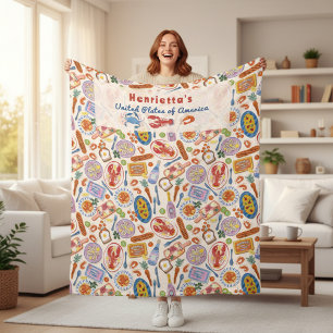 Manta Polar persona caprichosa y personalizada de comida dibuj