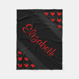 Manta Polar Personalice el corazón negro rojo hermoso para