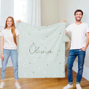 Manta Polar Personalised baby blanket, Floral baby gift