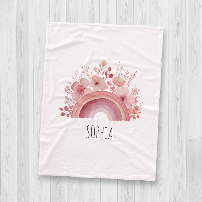Manta Polar Personalised Floral Rainbow Kids Custom Name (Subido por el creador)