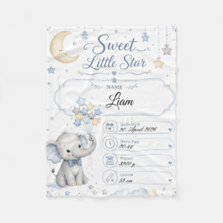 Manta Polar Personalisierbare Baby Geburtstafel mit Elefant