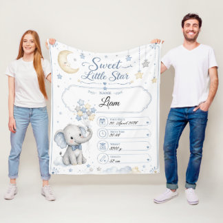 Manta Polar Personalisierbare Baby Geburtstafel mit Elefant