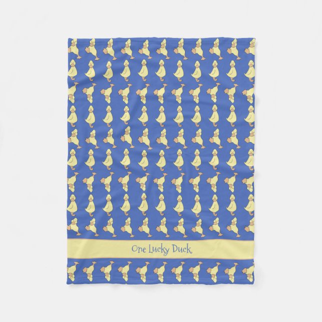 Manta Polar Personaliza el pato amarillo dulce de bebé azul (Anverso)