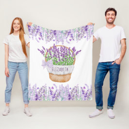 Manta Polar Personaliza Floral Lavanda Morado Verde Canasta