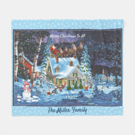 Manta Polar Personaliza Navidades Escena De Invierno Santa Sle