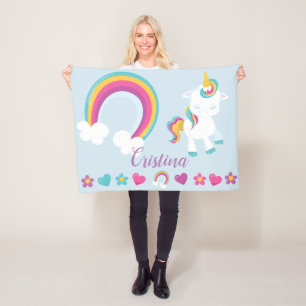 Manta Polar Personaliza tu propio unicornio y arcoiris colorid