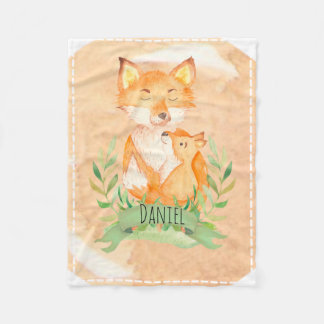 Manta Polar Personalizable Baby Fox Fleece Blanket