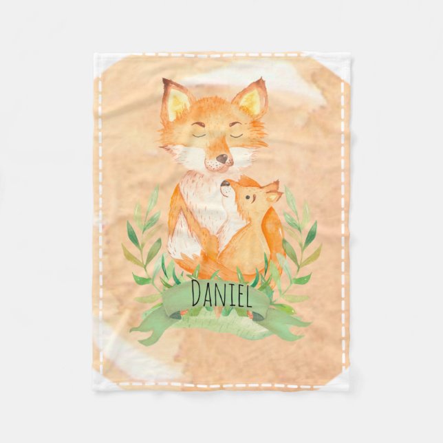 Manta Polar Personalizable Baby Fox Fleece Blanket (Anverso)